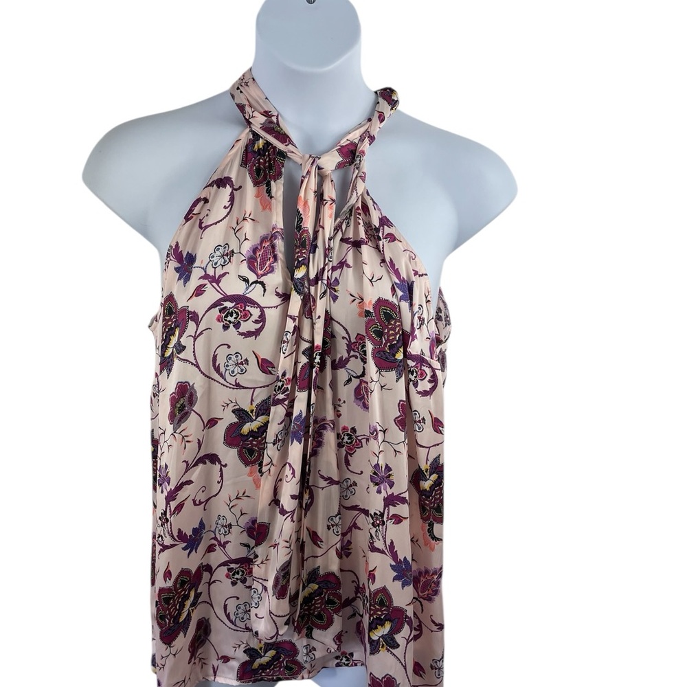 Torrid Floral/Paisley Halter‎ Blouse- Cream/Plum - Size 2